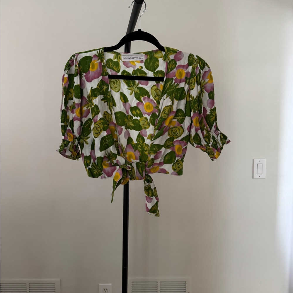 Faithfull the Brand Green and Purple Floral Blouse